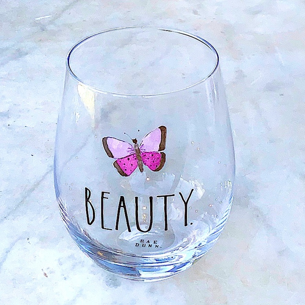 RAE DUN STEMLESS WINE & DINE GLASS 19.0Z BUTTERFLY PURPLE NEW